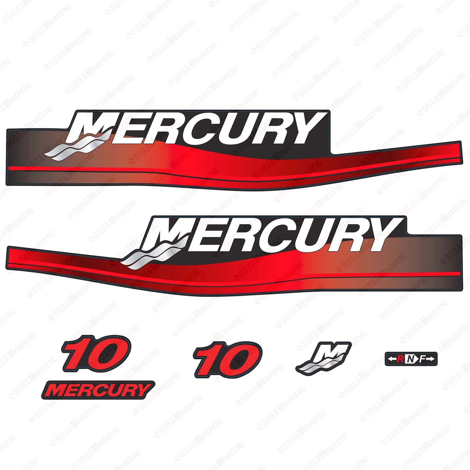 

Red Decal Kit Sticker Set for Mercury 10HP Two Stroke 1999-2006 Year Outboard Engine Reproduction 10hp 2 Stroke 803178A00