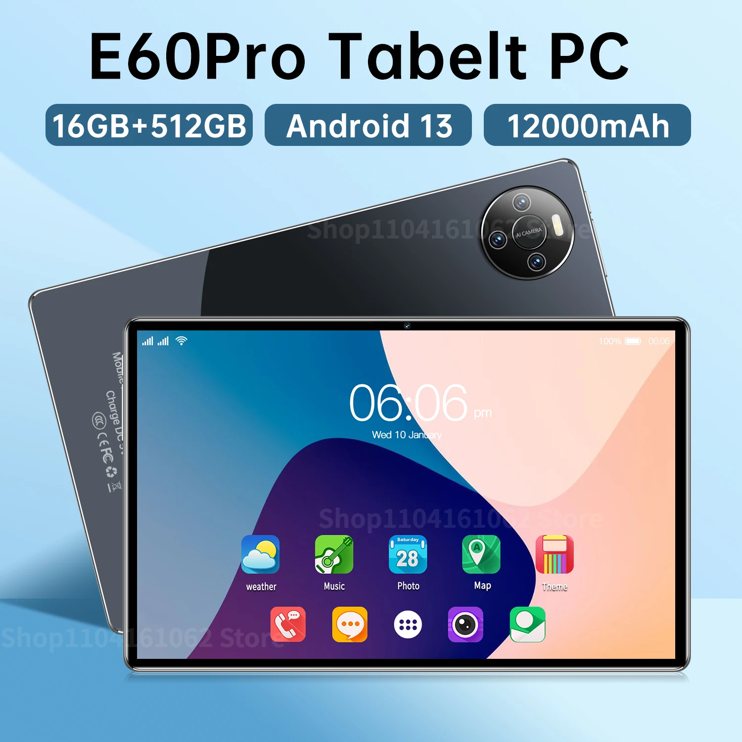 

Global Version Original Pad E60 Pro Tablet Android 13 11.6 Inch 16GB 1024GB 5G Dual SIM Phone Call GPS Bluetooth WiFi Tablet PC