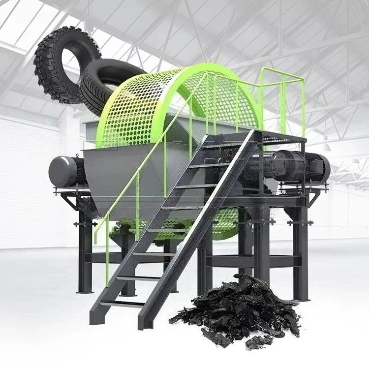 Double Shaft Tire Shredder Optimized Blade Structure Rubber Tyre Recycling Machine High Efficiency Processing Customized Upgrade