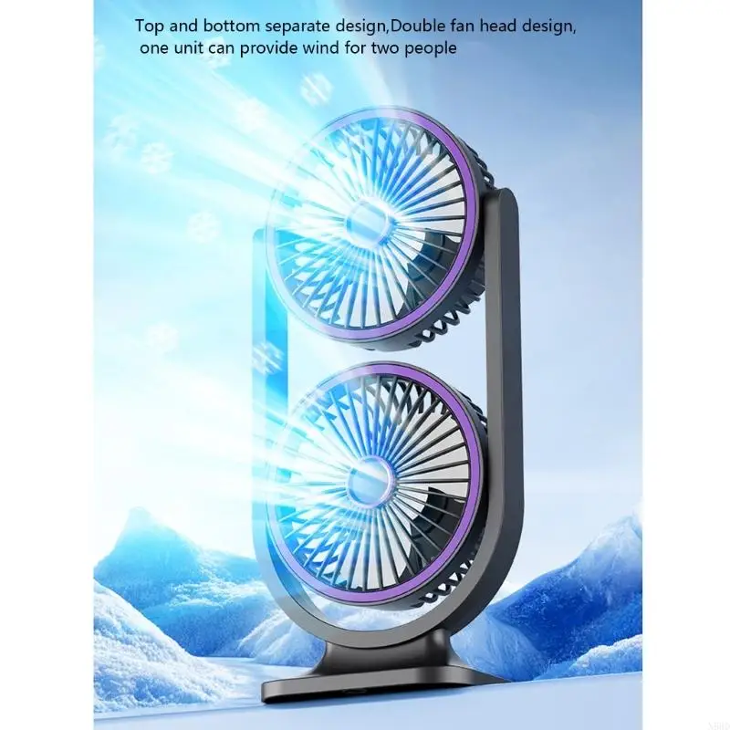 

Портативный вентилятор настольного вентилятора USB Rechargable Portable Double Head Cooling Fean для дома N58d