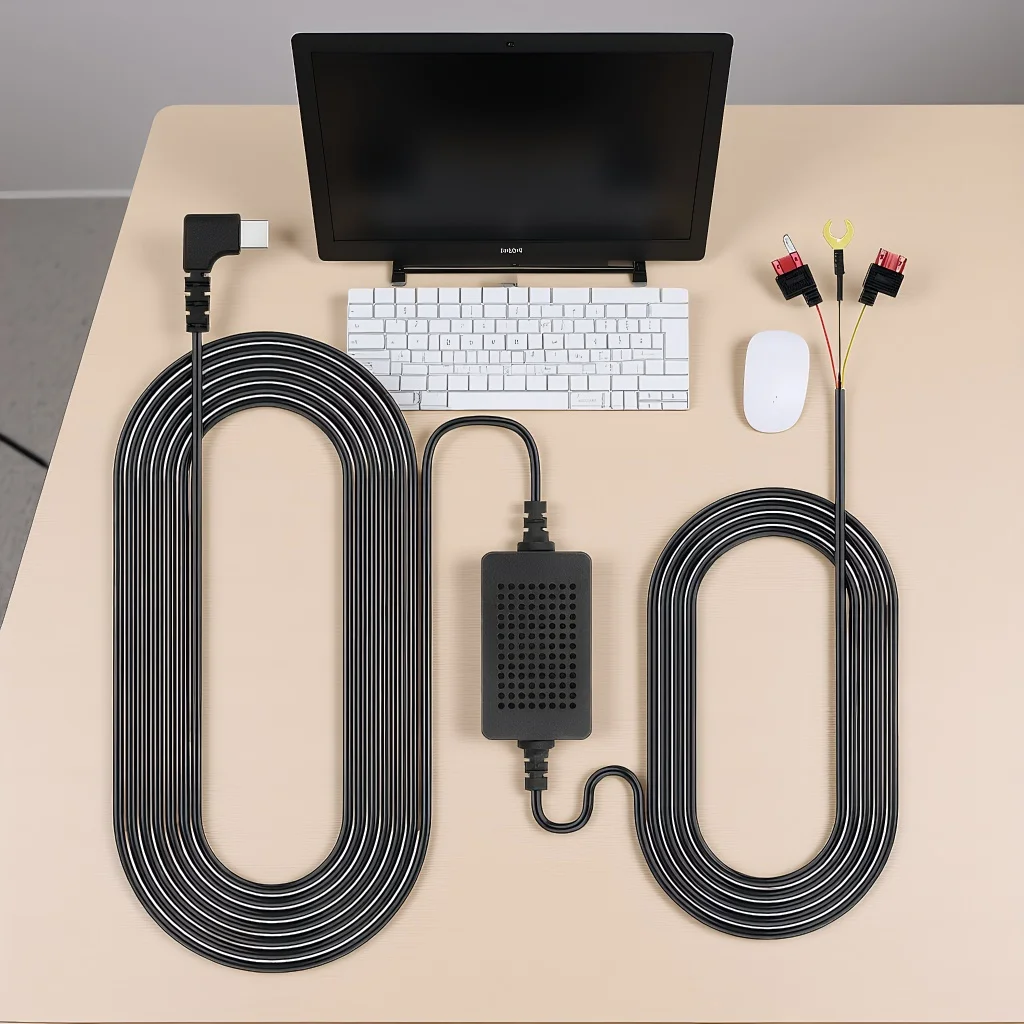 3A 3.5m Car Dash Cam Hardwire Kit - 12-24V Step-Down Cable for Mini/Micro/Type-C USB Dashcam Charger