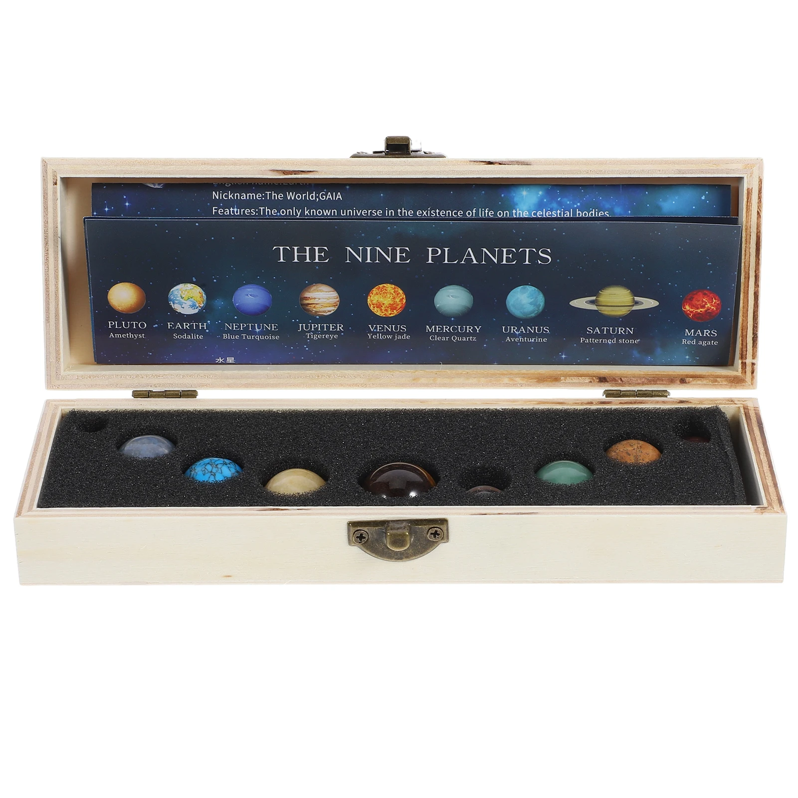 

Nine Planets Mineral Stones Collection 1 Set Desktop naments Statues Planet Sample Round Stone Solar System Decor