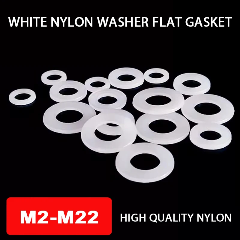 

20pcs White Nylon Washer M2-M22 Seals Rubber Washer Plastic Insulation Flat Gasket Spacer