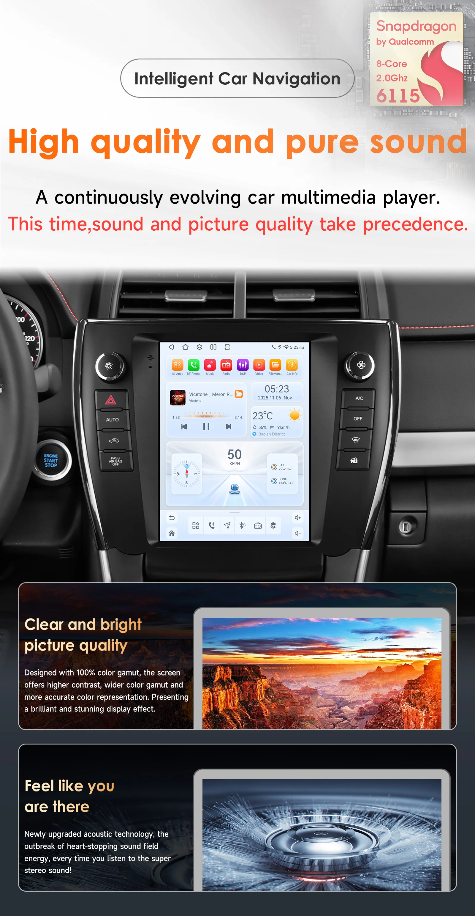 Hizpo Carplay 4G AI-Systeme Android 14 Autoradio für Toyota Camry 2015-2017 Player GPS 2din Autoradio 360-Grad-Kamera Multimedia – Detail 1