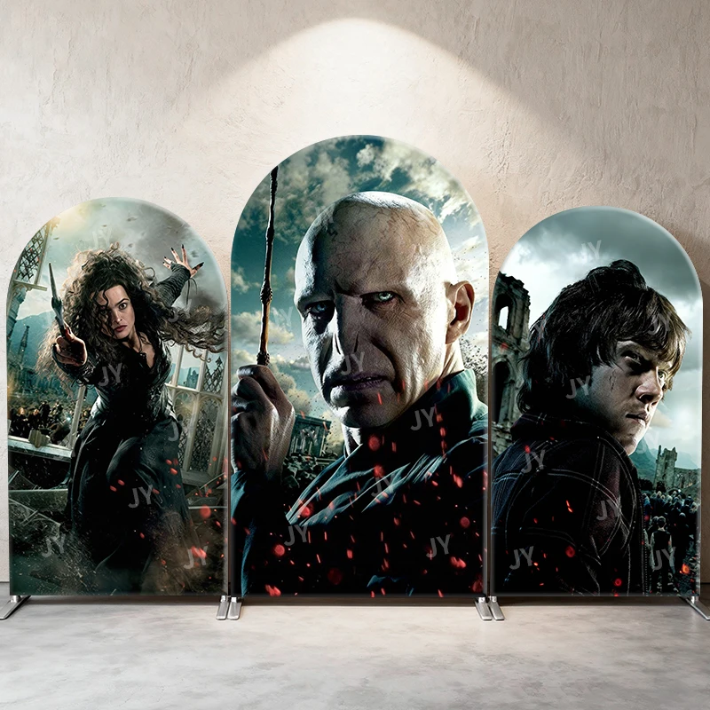 

Harry Potter Bellatrix Voldemort Snape Final Battle Ruins Arch Backdrop Cover Epic Scene For Birthday Party Wizard Photo Booth