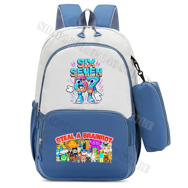 سرقة حقيبة مدرسية Brainrot مع حقيبة أقلام رصاص 67 ستة سبعة حقيبة ظهر للأولاد والبنات حقائب ظهر ذات سعة كبيرة 2 قطعة طالب المدرسة Mochila