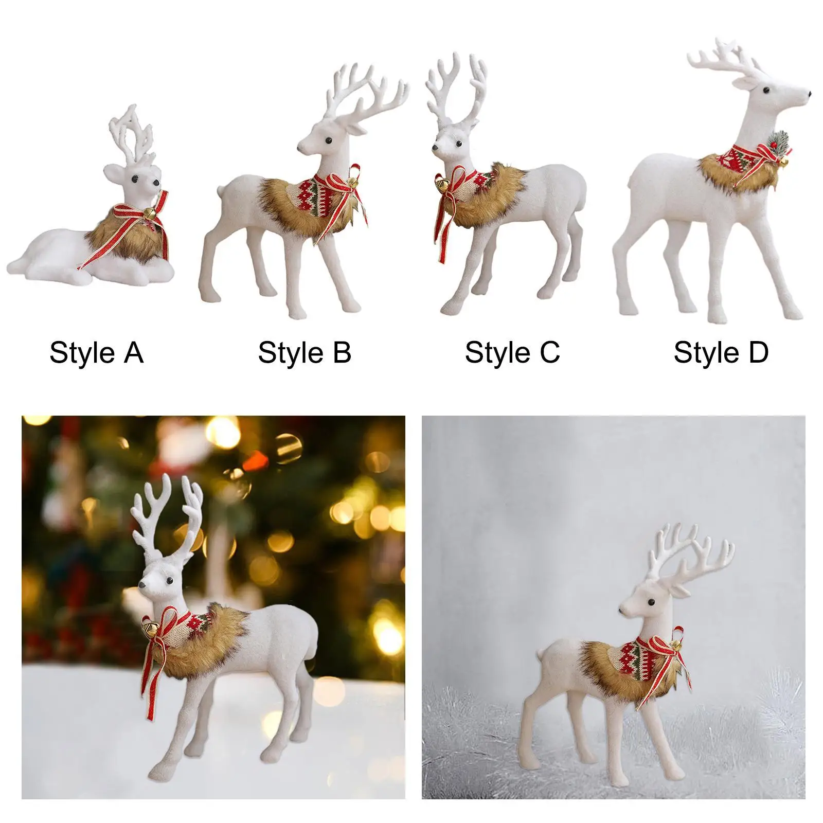 Christmas Elk Statue Gift Xmas Deer Sculpture for Office Winter Fireplace