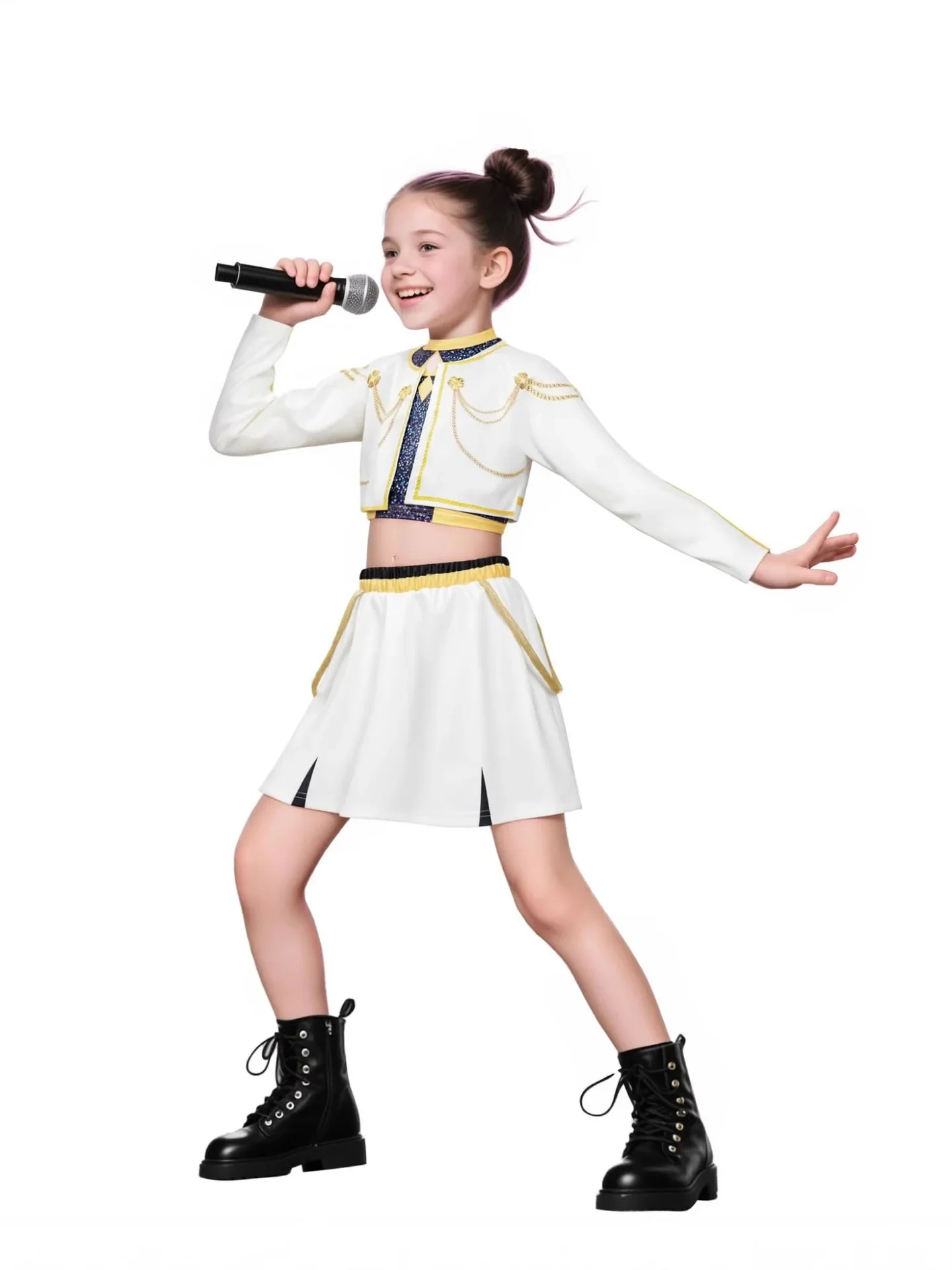 Girls Rumi Zoey Mira Cosplay Stage 3D Print Suit Set K-pop Demon Hunters Costume Performance Children Halloween Party