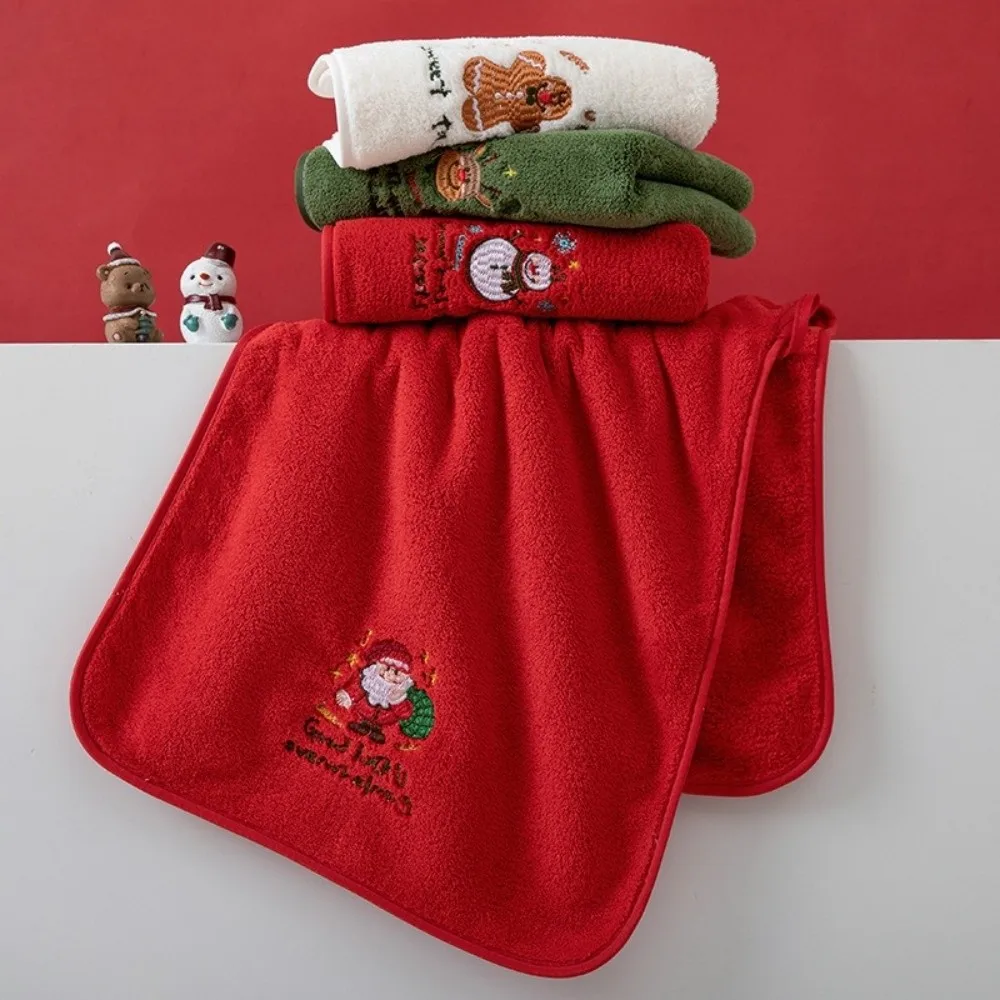 New Christmas Theme Washing Towel Coral Fleece 35x75cm Party Favor Towel Soft Thicken Red Green Bath Towel Gift Holiday Present