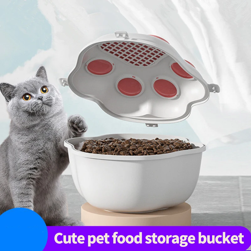 Container With Cute Lid and Spoon For Storing Large Pet Food for Dogs, Cats and Other Pets Dog Snack Storage Boxes Moisture