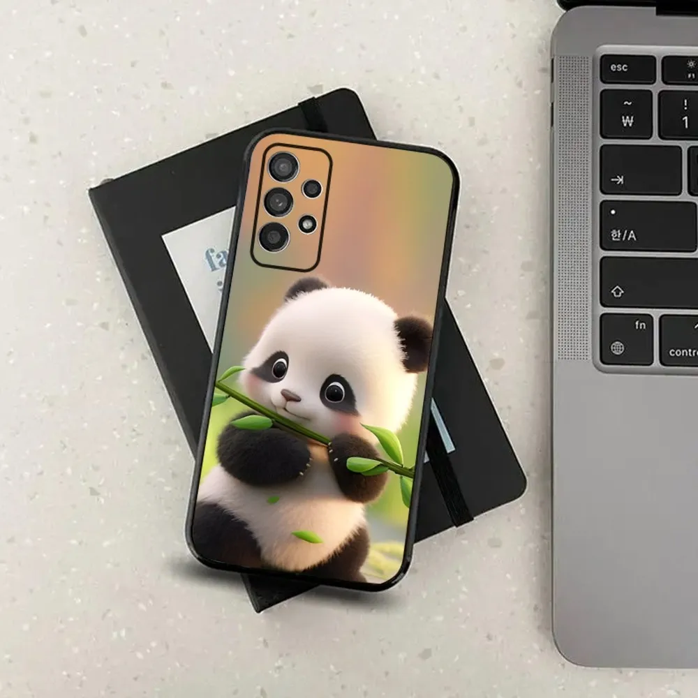 Animal Fubao Panda Cute Phone Case For Samsung S24,S21,S22,S23,S30,Ultra,S20,Plus,Fe,Lite,Note,10,9,5G Black Soft Cover