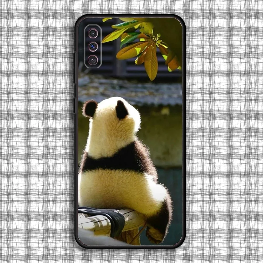 Cute Fubao panda Phone Case For Samsung S23,23,22,30,21,10,9,Note20 Ultra,Lite,Ultra,5G,Plus,FE,Black Soft Case