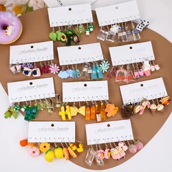 Fashion Sweet Fruit Drink Earrings Set for Women Cute Cartoon Food Ice Cream Donut Funny Resin Earrings Party Jewelry Gift New