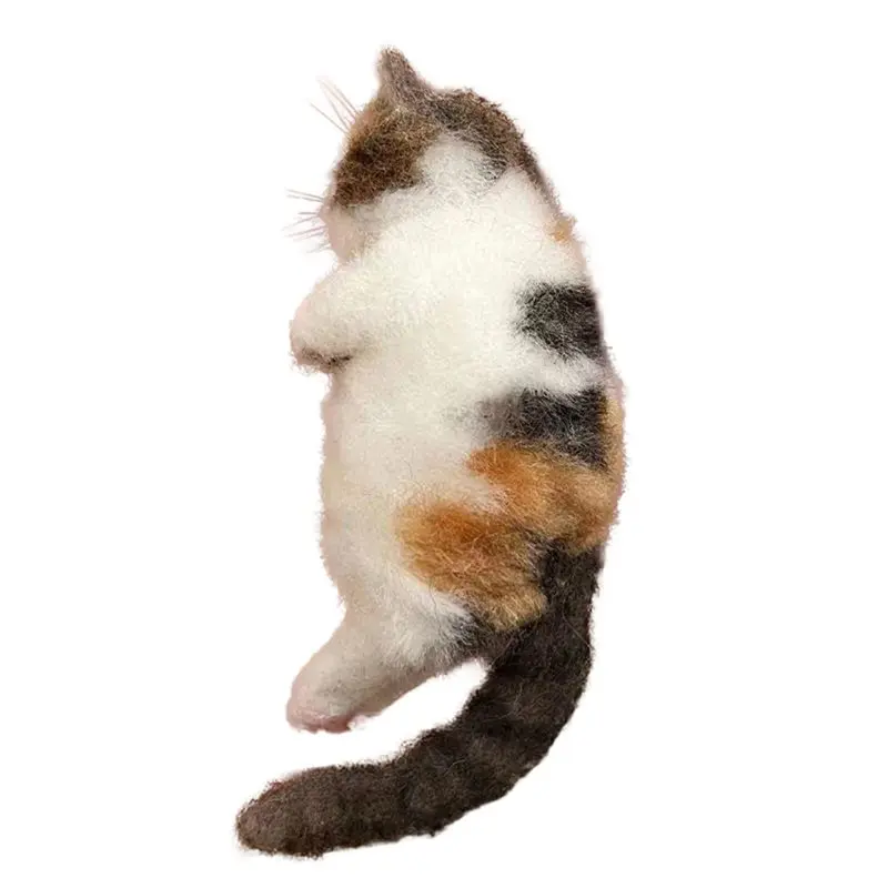 Poke Cat Handmade Simulation Cat Material Bag, DIY Keychain Felting Kit For Beginners, Craft Set, Gift For Kids& Adults Eco-Frie