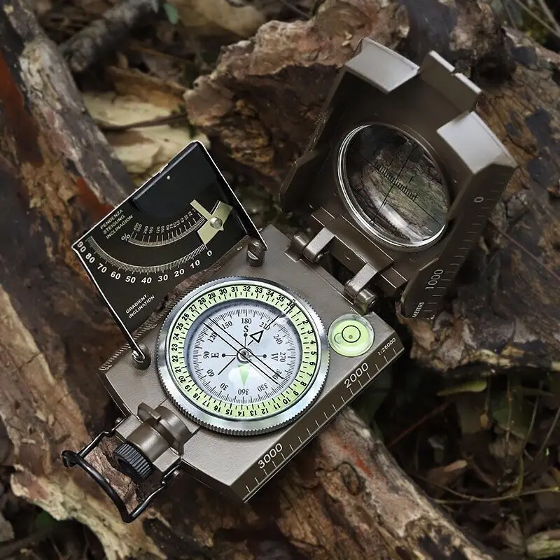 

High Precision Zinc Alloy Multifunctional Outdoor Compass Slope Meter Professional Luminous Portable Compass