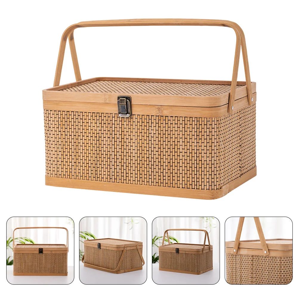 

Egg Storage Basket Thoughtful Design Multi-use Weaved Bamboo Handheld Container Wicker Harvesting Gift Wrapping Gardening