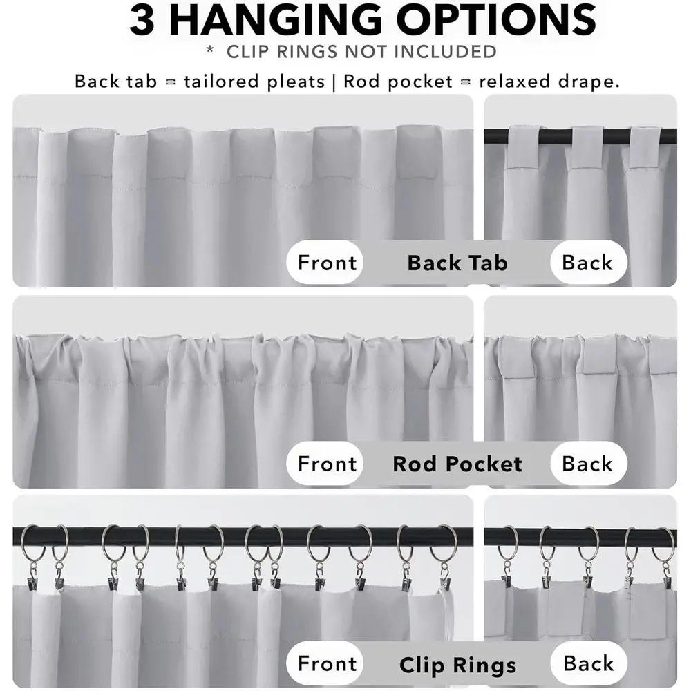 Cortinas opacas con aislamiento térmico, blanco estrella, 70 ancho x 95 l, juego de 2 paneles, diseño de pestaña trasera, lavable a máquina, ideal para dormitorios