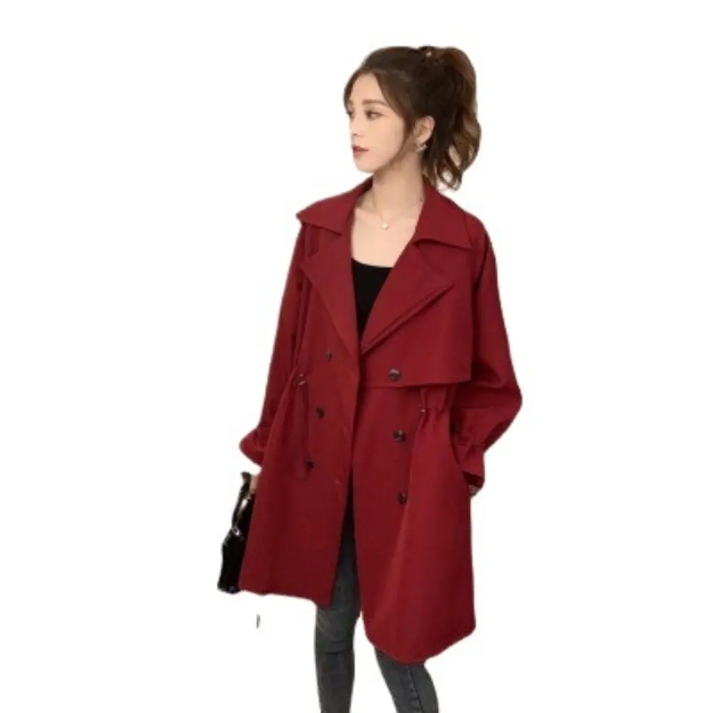 

Women's Mid-Length Windbreaker Coat Spring Autumn New Loose Suit Collar Casual Thin Jacket