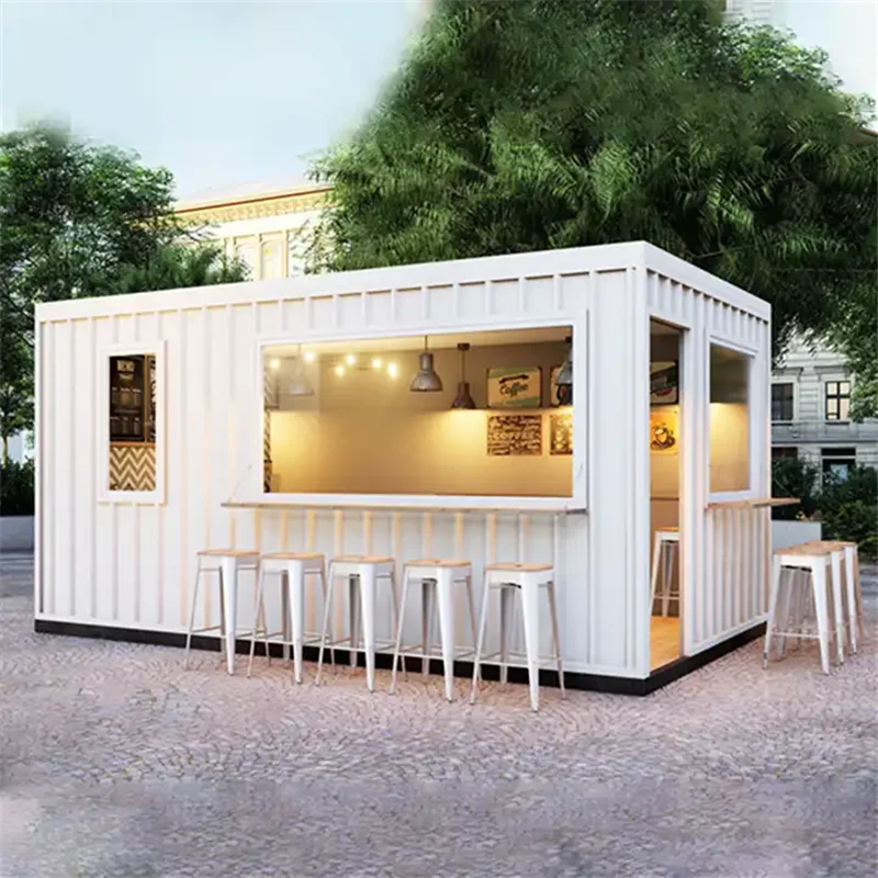 

20ft Food Container Coffee Shop Kiosk 40 Foot Mobile Shipping Container With Kitchen Juice Drink Snacks Vending Carts Beer Bar