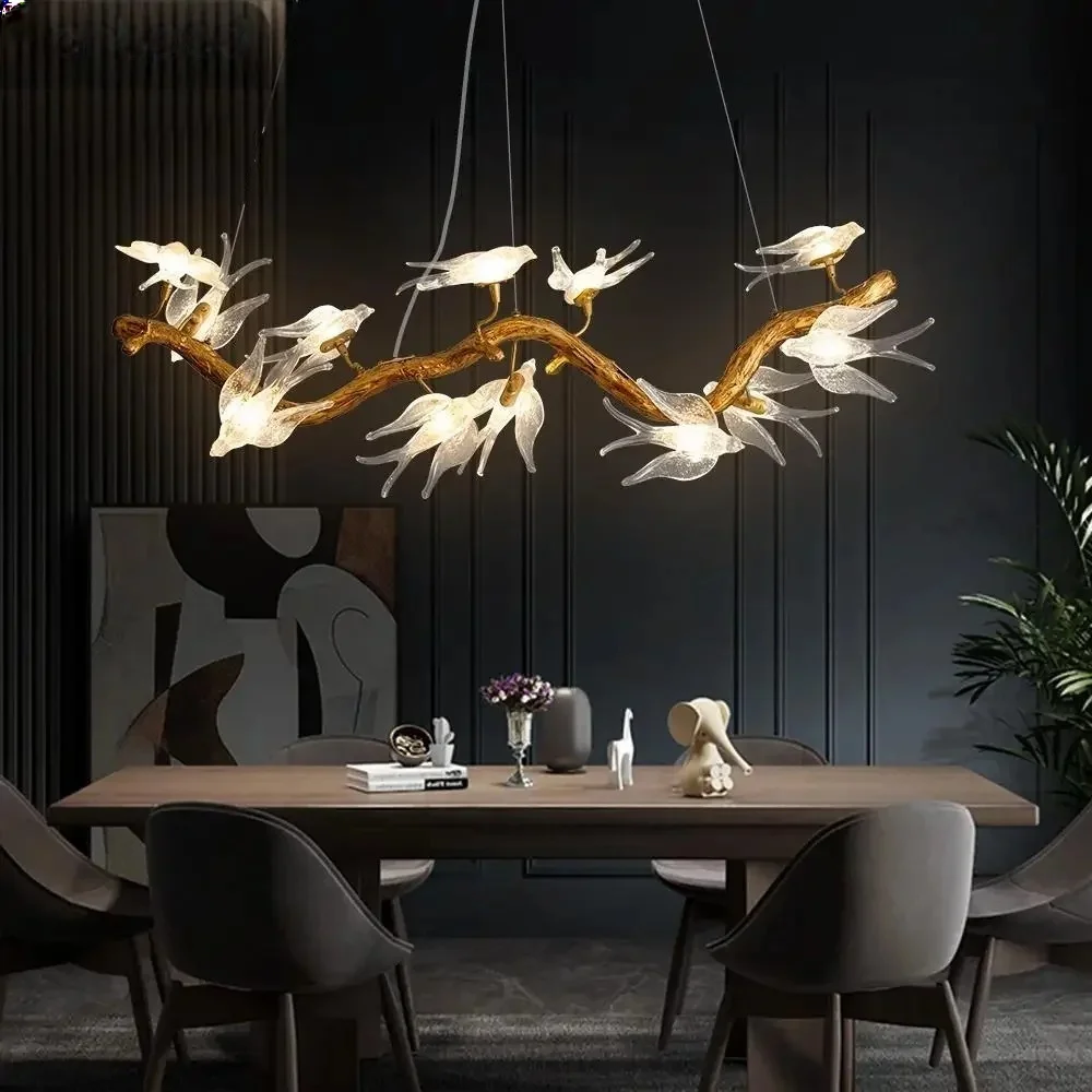 

Хрустальная люстра Artpad Designer Glass Bird Song: Роскошная ретро-люстра для гостиной и столовой, подвесная, в форме ветвей
