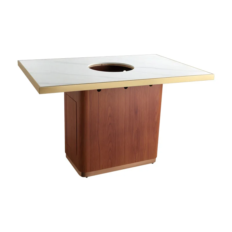 Restaurant Hotel Hot Pot Table Commercial Induction Cooker Baking Pan Integrated Dining Table Shelf Metal Table Foot Bracket