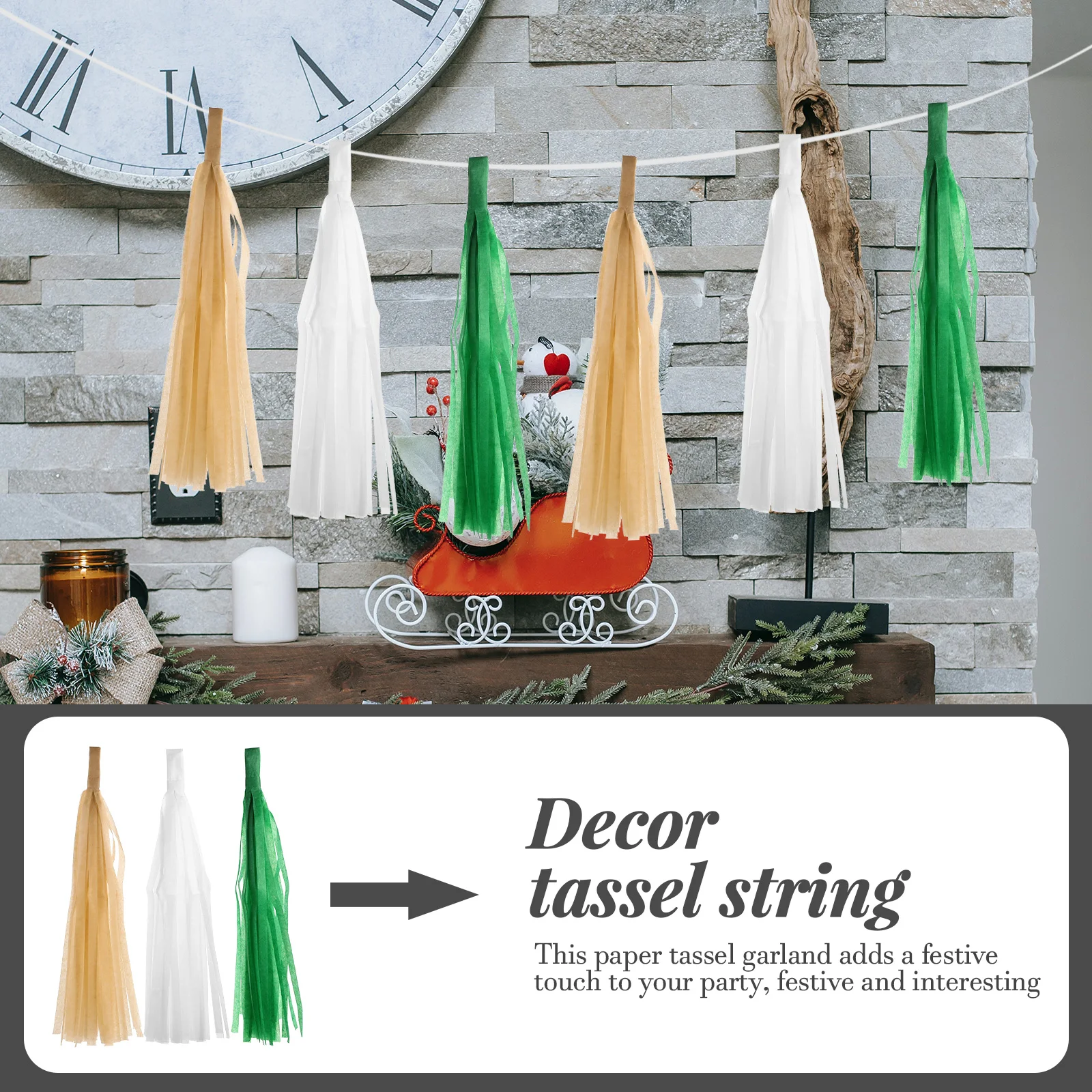 

30 Pcs Tassel Decor String Birthday Party Wedding Baby Shower Nursery Festive Paper Tassel String Hangings nament