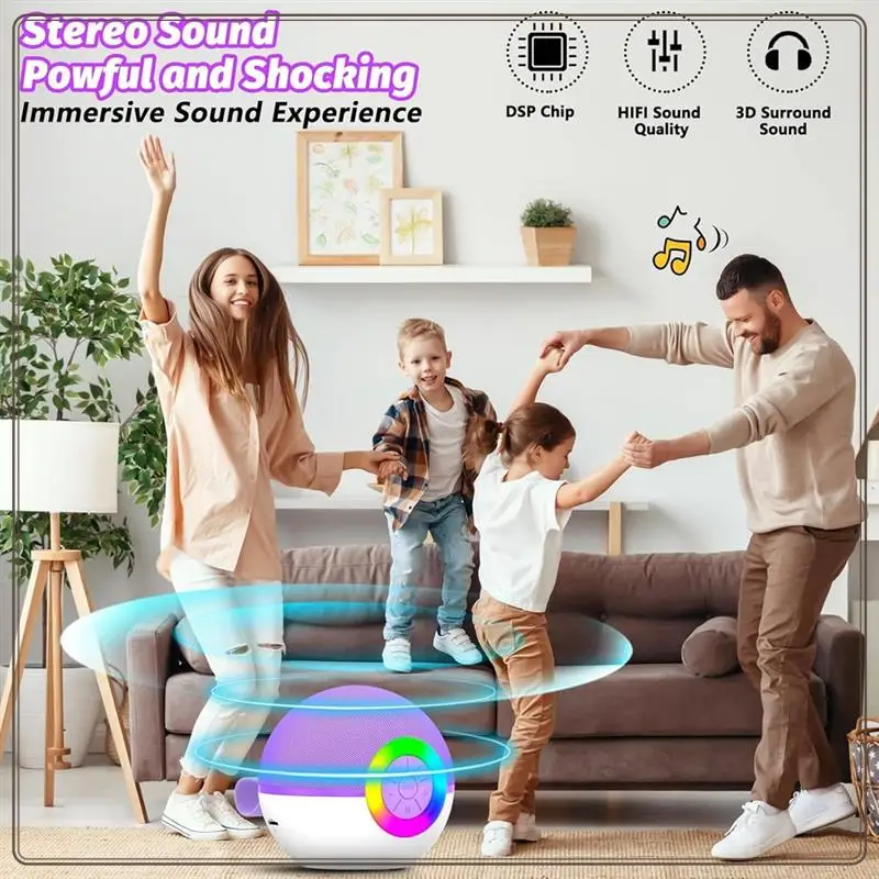 آلة كاريوكي صغيرة موثوقة مع 2 ميكروفون، ألعاب أغنية ميكروفون بلوتوث محمولة مع ضوء LED، هدية عيد ميلاد للأطفال