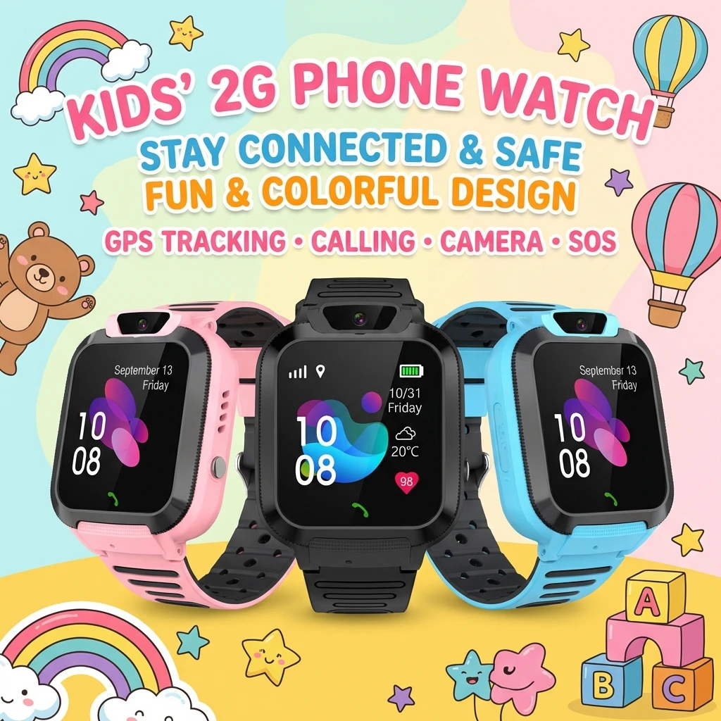 

Детские умные часы 2G с функцией SOS, LBS-трекером, определением местоположения, телефонными звонками, камерой, водонепроницаемостью IP67, идеальный подарок для безопасности детей