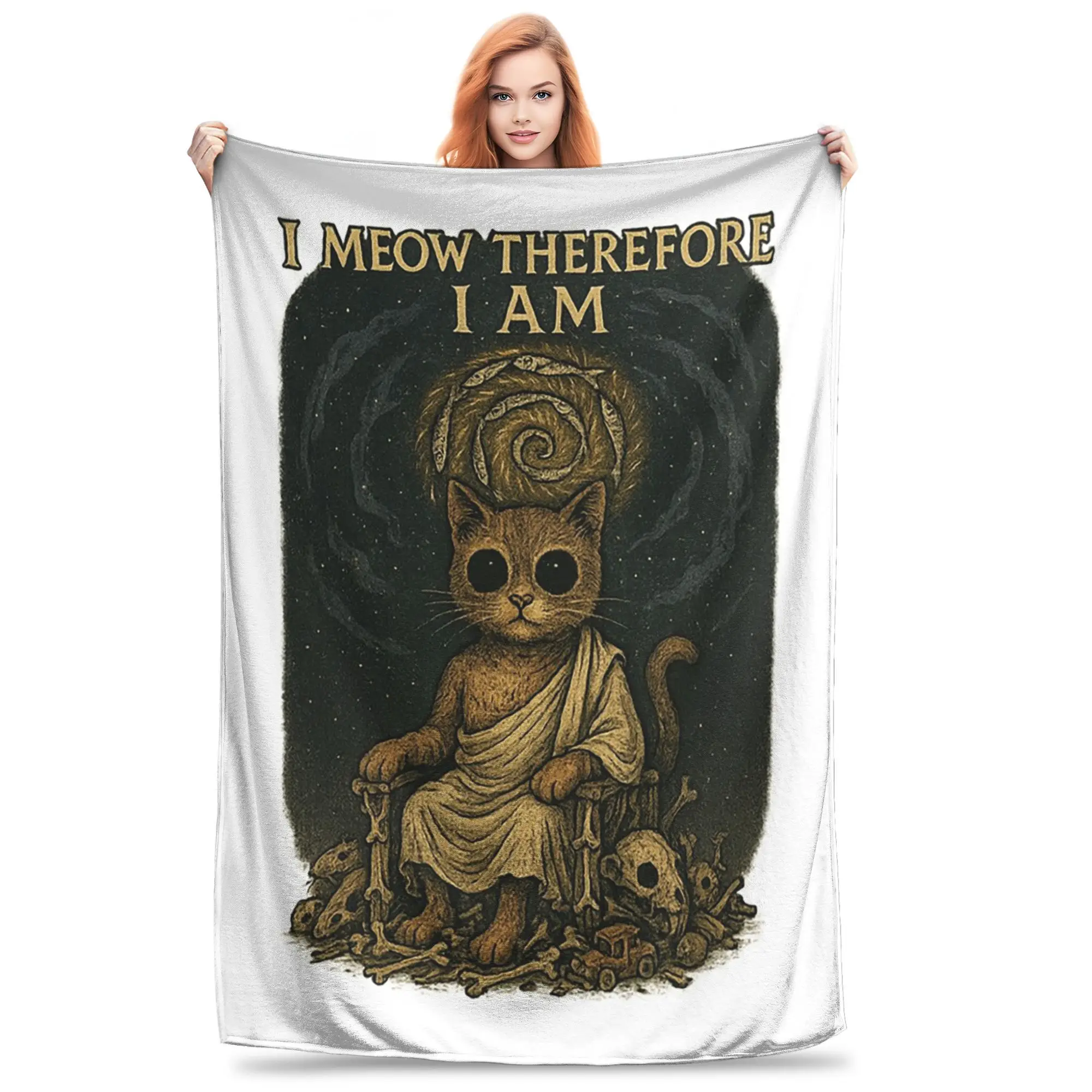 

I Meow Therefore I AM кошачьи одеяла, легкое флисовое одеяло для дивана, постельное белье, дорожные пледы, покрывало, одеяло