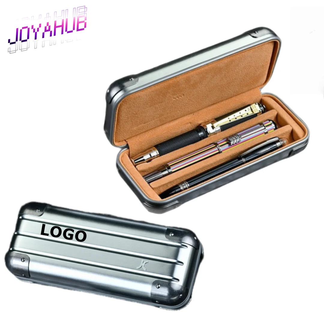 

Customizable LOGO Travel Portable Aluminum Alloy Pen Case 3 Slot Storage Bag for Collecting Fountain Pen Protection Box Pen Case