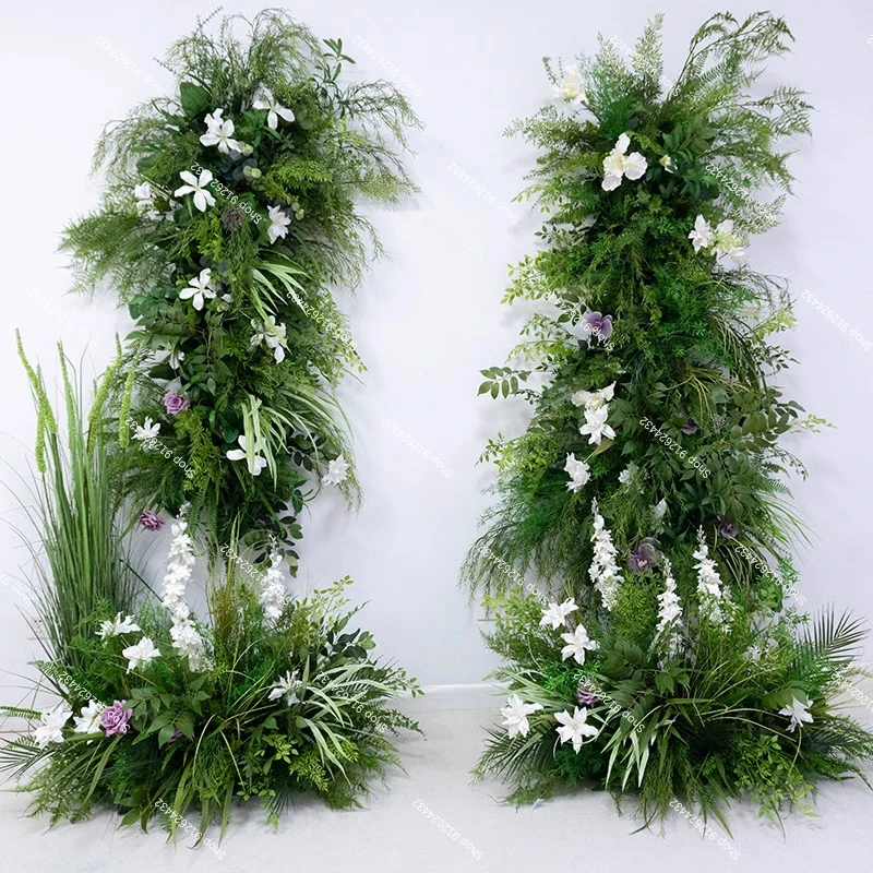 

Green Leaves White Flowers Wedding Backdrop, Floral Arrangement, Welcome Flower,Event Table Centerpieces Decor, Curtain Flower,
