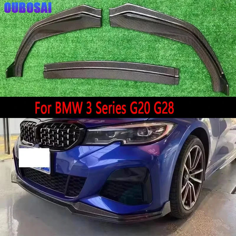 

For BMW 3 Series G20 G28 2019-2022 Carbon Fiber Car Front Bumper Diverter Spoiler Diffuser Front lip chin MP style body kit