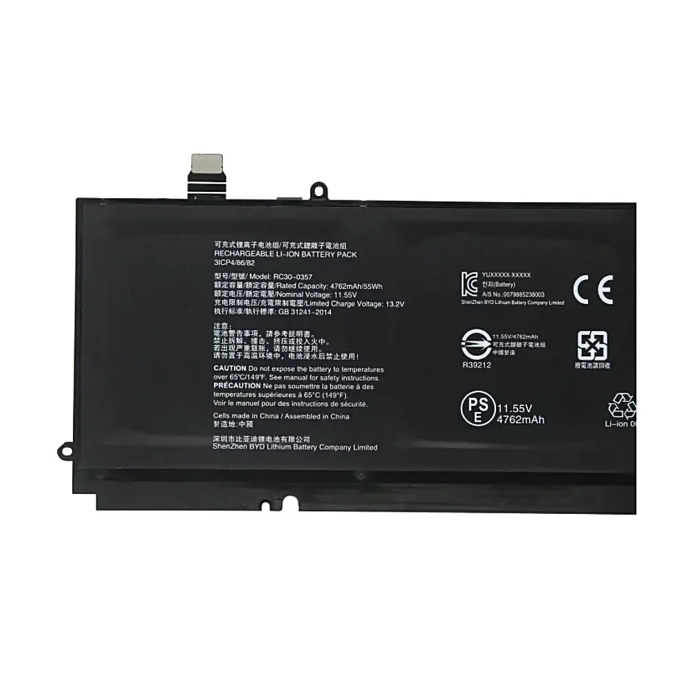 11.55V/55Wh 4762mAh RC30-0357 For Razer Book 13 RZ09-0357 MJQ3-R3J1 MGM2-R3G1 Series Laptop Battery