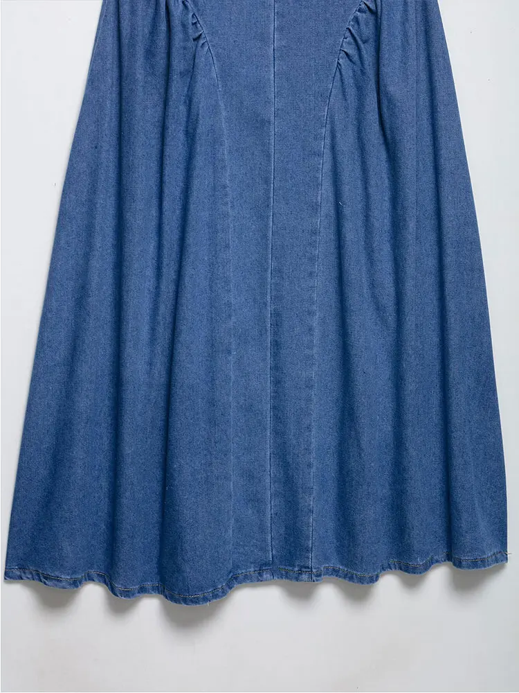 فستان نسائي صيفي أنيق طويل من قماش الدنيم موديل 2025 بدون أكمام بدون ظهر للحفلات فستان أنيق للعطلات