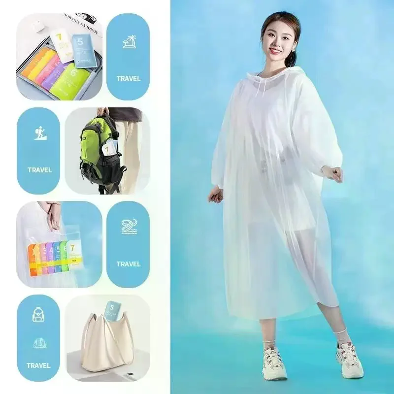 Portable Disposable Rain Poncho with Waterproof Material and Compact Foldable Design Perfect for Hiking Camping Travel