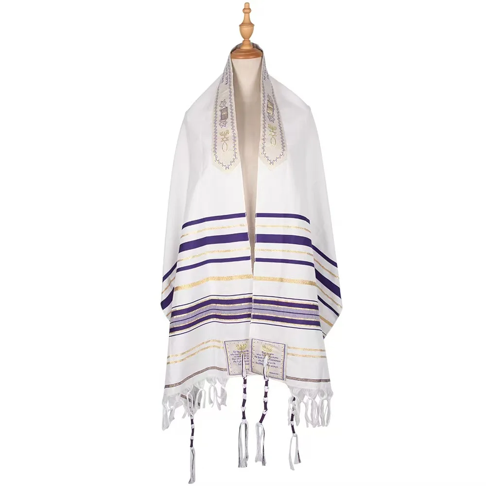

130*180cm Jewish Tallit Prayer Shawl White Talis Scarf Women Men Indoor Ourdoor Classic Prayer Shawl Christian Ethnic Wraps