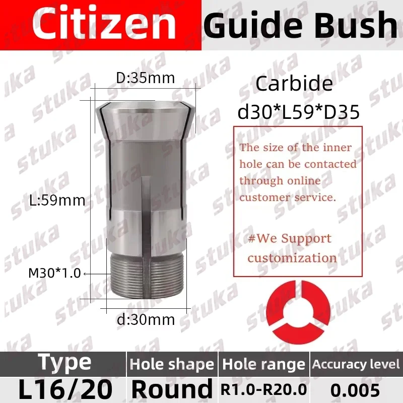Stuka Collet for Citizen Cincom L16/20 511.001 510.001 Carbide