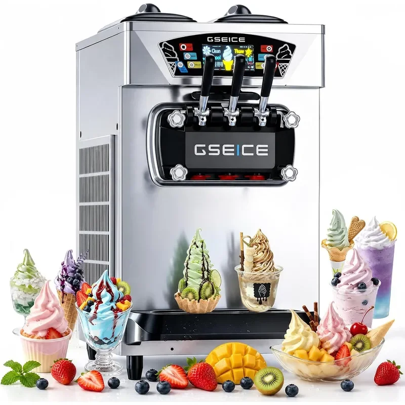 Commercial Soft Serve Ice Cream Machine 3 Flavor