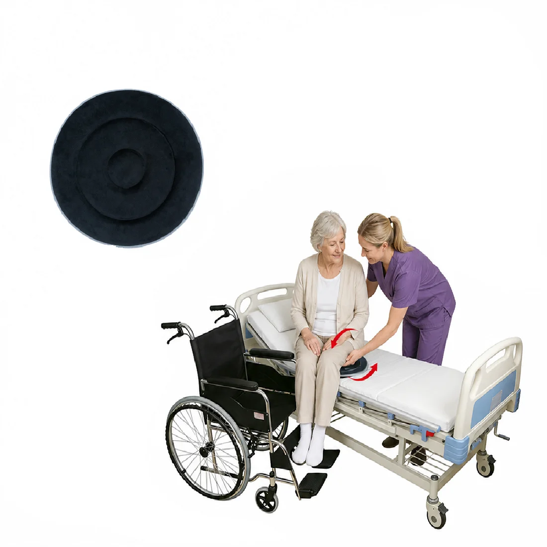 Ehucon 360° Swivel Seat Cushion, Breathable Rotating Cushion for Patient Transfer, Easy Turn Mobility Aid for Elderly Disabled