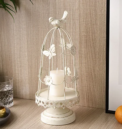 Withered Creative European style metal candle holder and European style candle tray for small and fresh bird cage dining table d