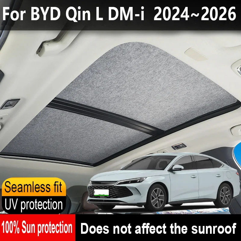 

Автомобильный люк на крыше, изоляционный козырек на крыше для BYD Qin L DM-i EV 2024 ~ 2026 2025 24, анти-УФ-электростатическая адсорбция, солнцезащитный козырек для небесной шторы
