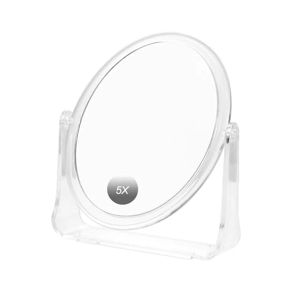 Round Square 5x Magnifying Mirror Double-sided Flexible Desktop Cosmetic Mirror with Stand Acrylic Table Makeup Mirror Makeup