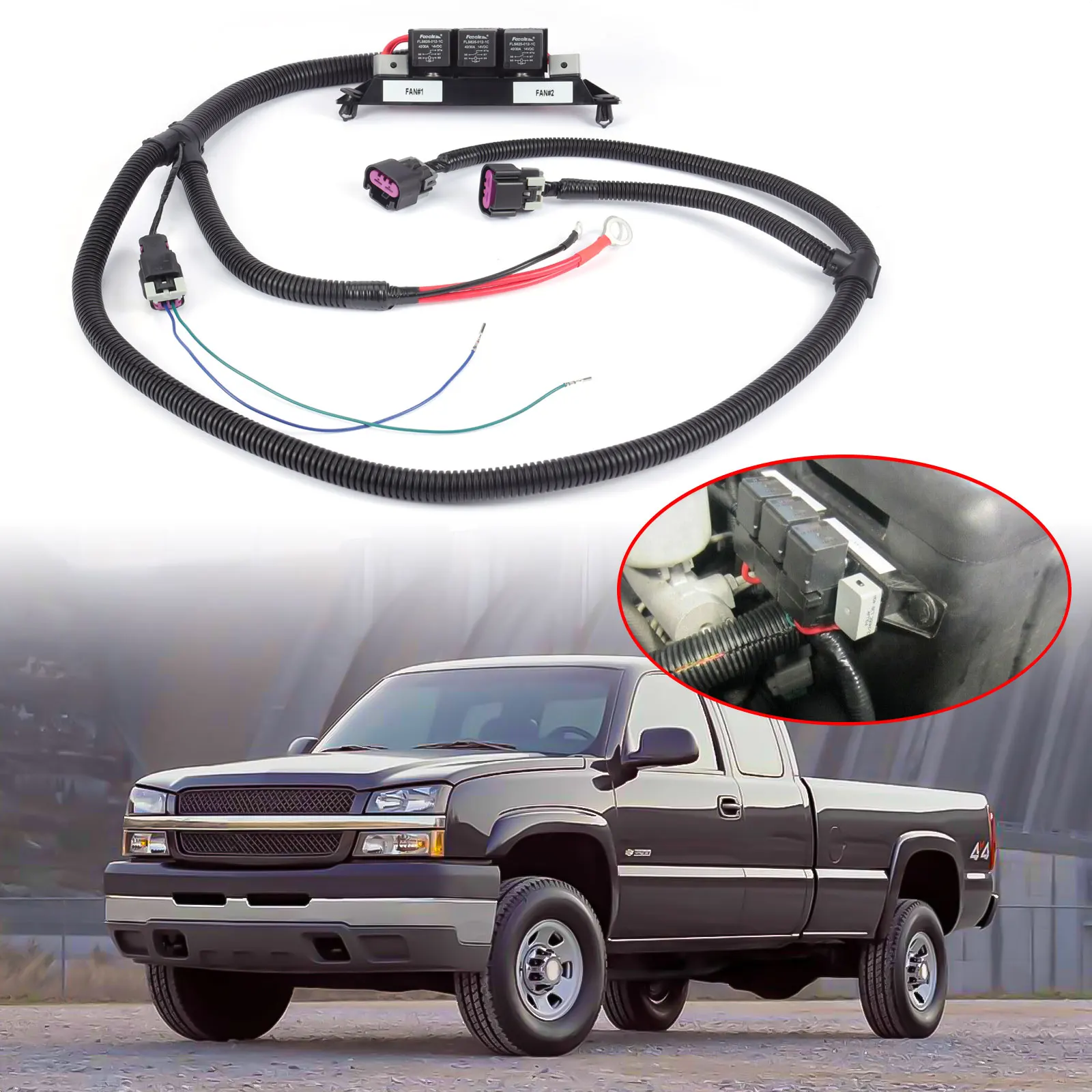 Automotive Accessories Suitable for Chevrolet Silverado GMC dual fan modified wiring harness 674-00923