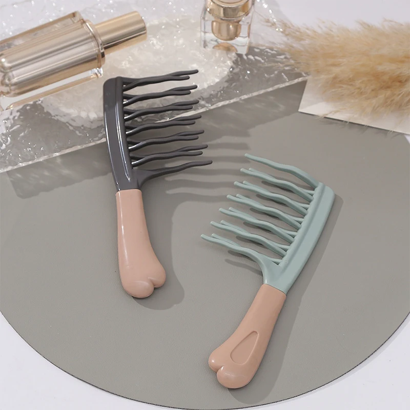 1個入り ダブルロウ ワイドトゥースコーム ロングパーマヘア カールヘア ふんわりスタイリングツール 特殊ヘアコーム 静電気防止ヘアブラシ