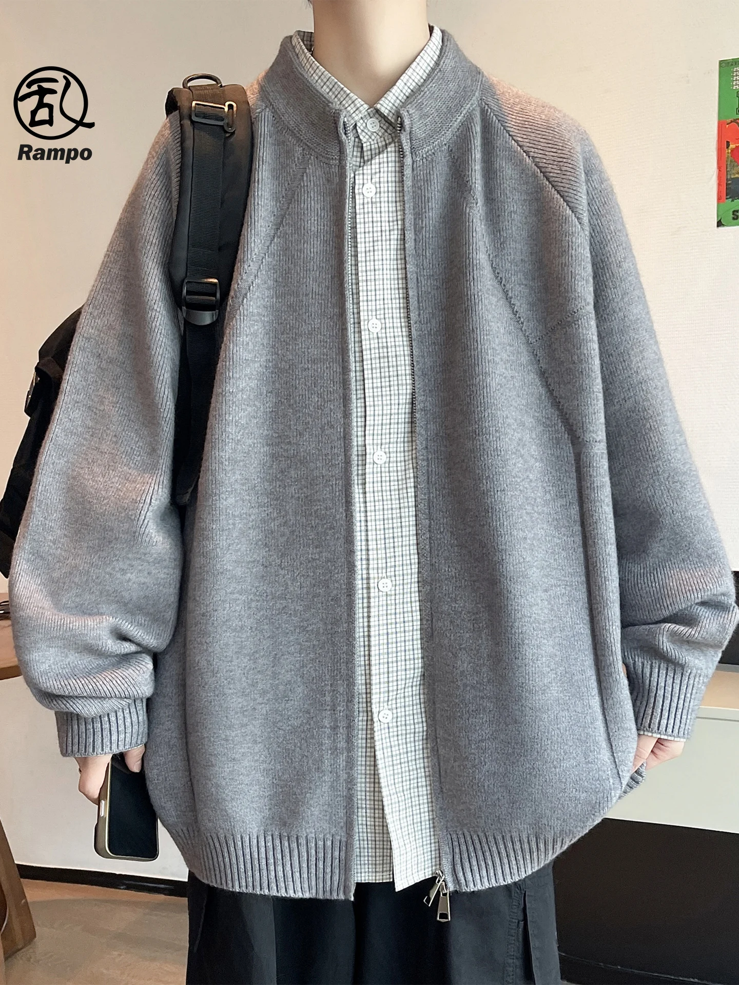 

Теплый вязаный кардиган свободного кроя на молнии в американском ретро-стиле для пар, осенне-зимняя верхняя одежда с длинными рукавами