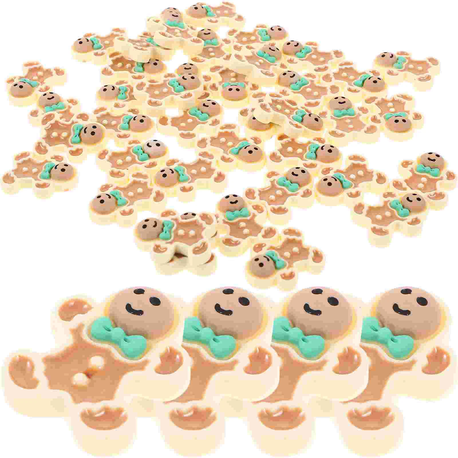 40 Pcs Christmas Accessories Simulation Gingerbread Man DIY Keychain Accessory Ornament Decorations Baby Resin Bulk Candy