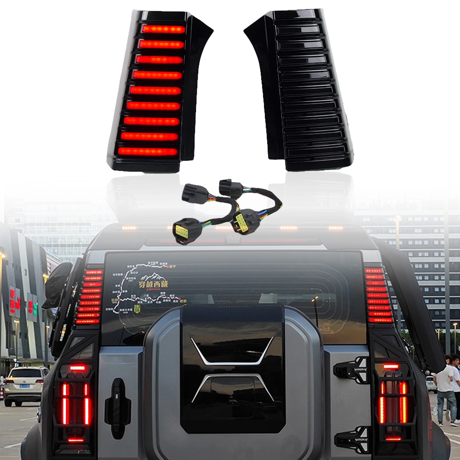 For Jetour Traveller Shanhai T2 2023 2024 Car Accessories Rear Pillar Light LED Back Car Light Lamp Reflector Signal Light Kit