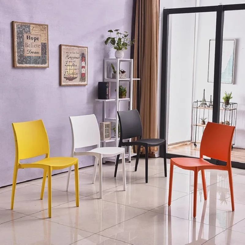 Wuli Modern Minimalist Back 4pcs Chair Nordic Adult Restaurant Dining Chair Home Leisure Thickening Stackable Plastic Chair