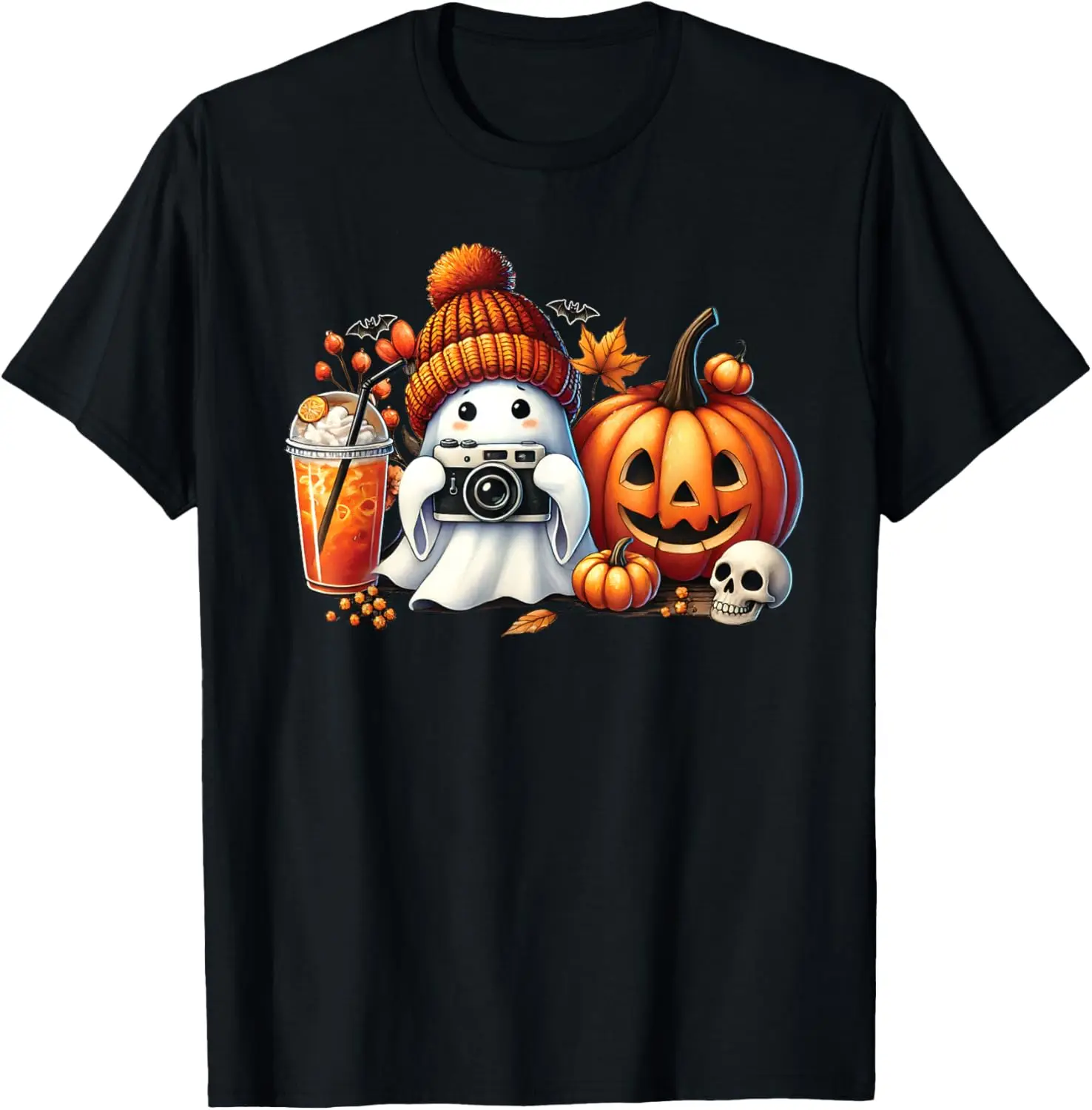 Cute Ghost Photographer Photography Lovers Halloween Coffee T-Shirt