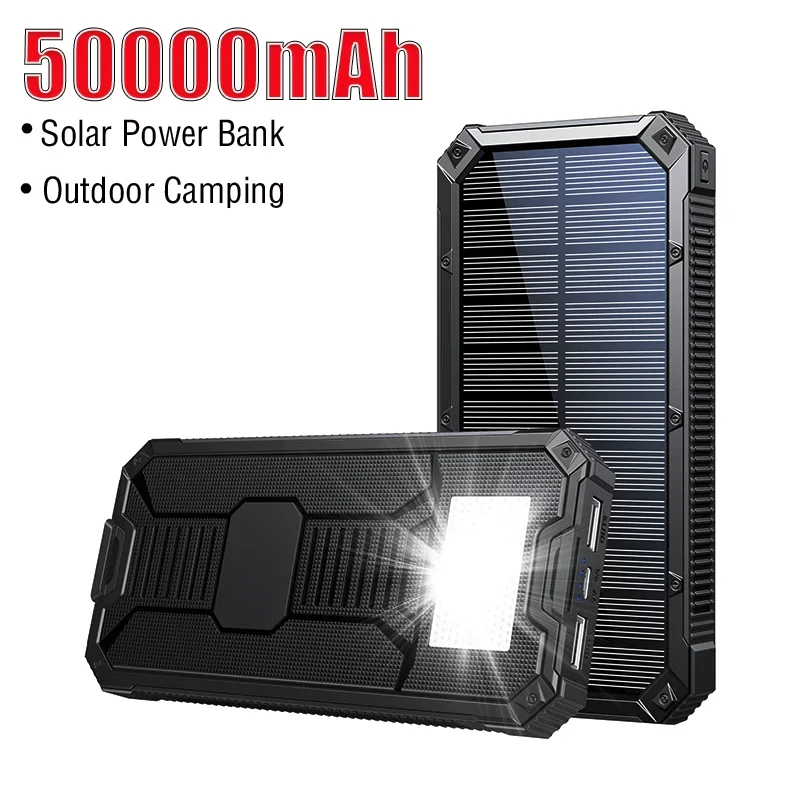 

Solar Power Bank 50000mAh External Battery Portable PowerBank 2USB Convenient Travel For iPhone Samsung Huawei Xiaomi